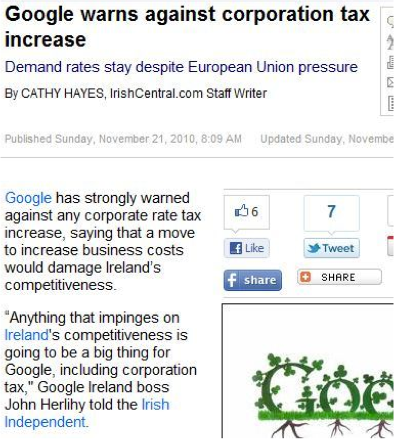 google warns against corporation tax increase